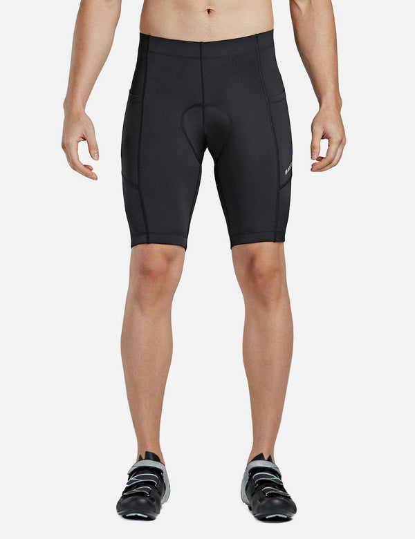 Baleaf Men's 3D Chamois Padded Low Cut Long Compression Cycling Shorts aai070 Black Front